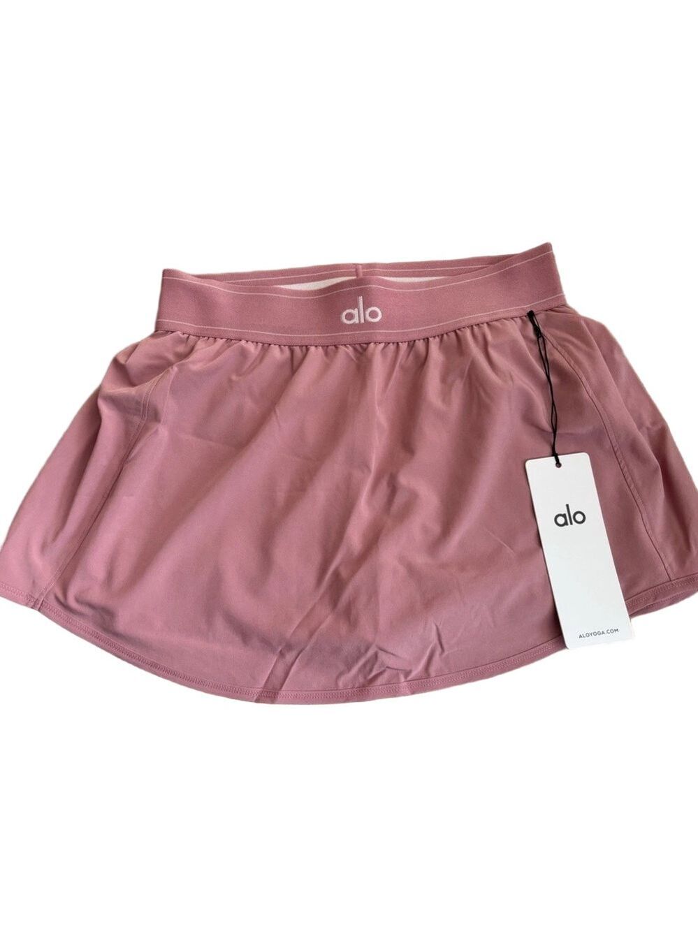 ALO Yoga Wild Rose Pink Match Point Tennis Skirt with Built-In Shorts - Picture 9 of 11